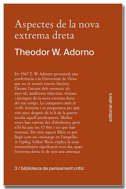 Aspectes de la nova extrema dreta | 9788418618413 | Theodor W. Adorno