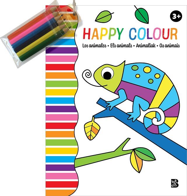 Happy colour : Els animals (+ 6 llapis de colors) | 9789403228945