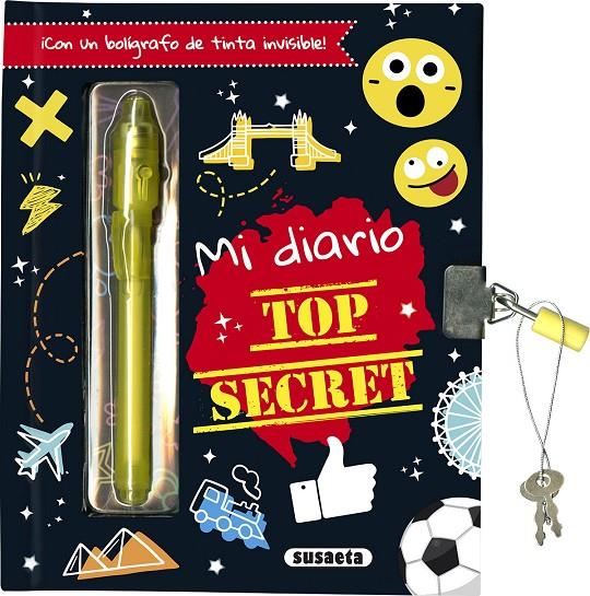 Mi diario top secret (negre amb candau) (+ bolígraf de tinta invisible) | 9788467791372