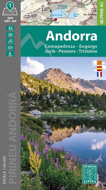 Andorra : Comapedrosa, Engorgs, Juclà, Pessons, Tristaina (1:40.000) | 9788470111235