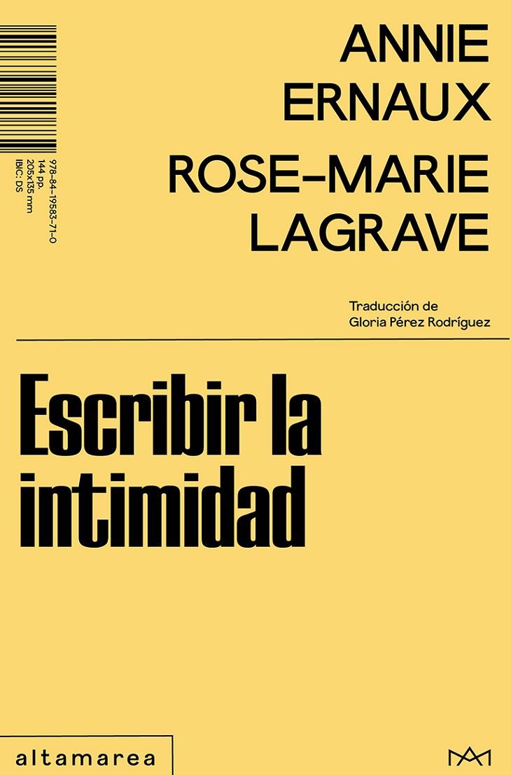 Escribir la intimidad | 9788419583710 | Annie Ernaux ; Rose-Marie Lagrave