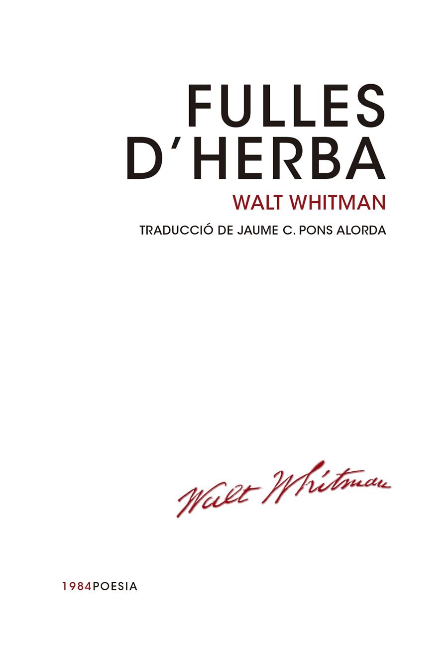 Fulles d'herba | 9788415835301 | Walt Whitman