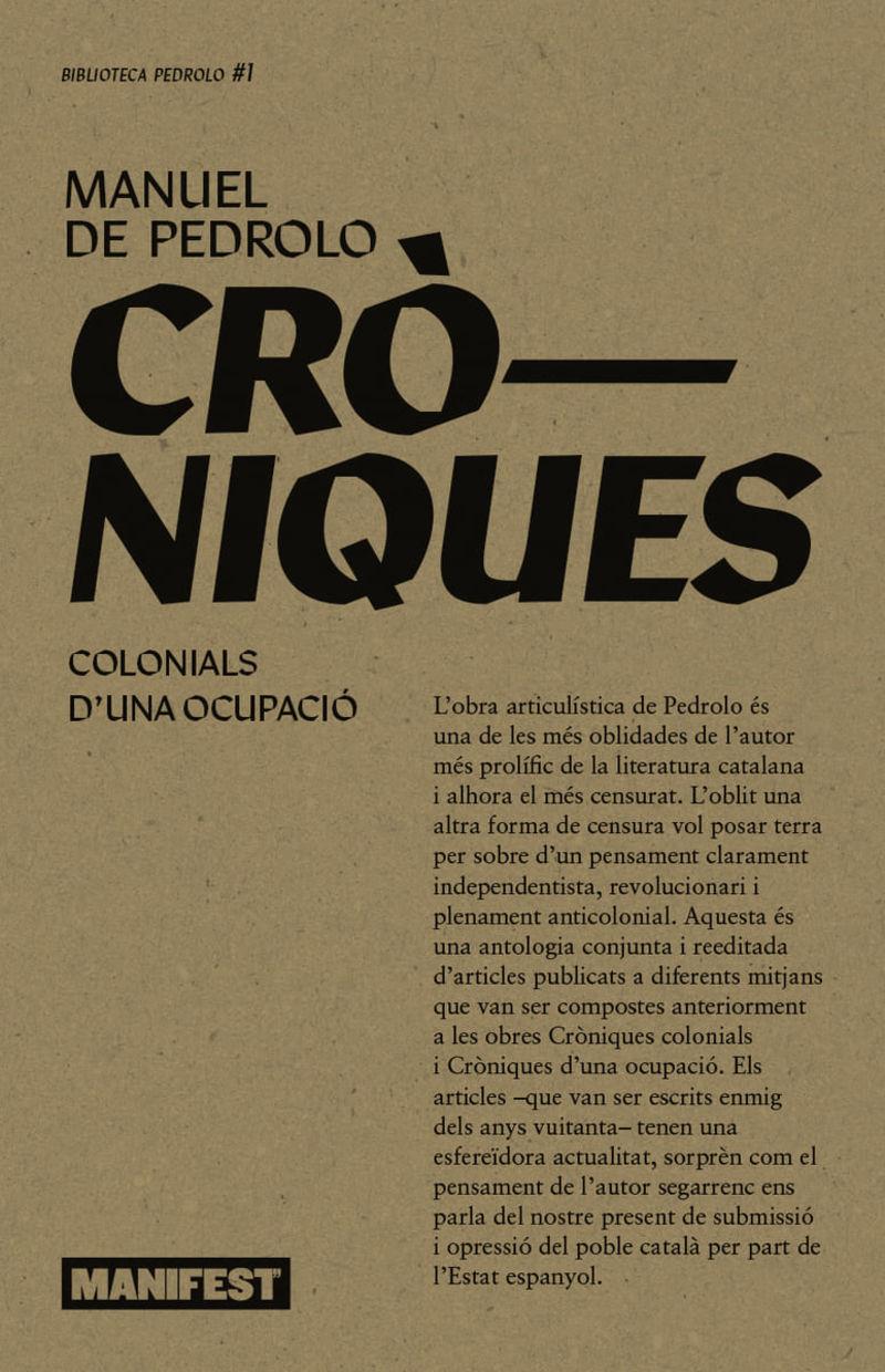 Cròniques colonials d'una ocupació | 9788410344129 | Manuel de Pedrolo