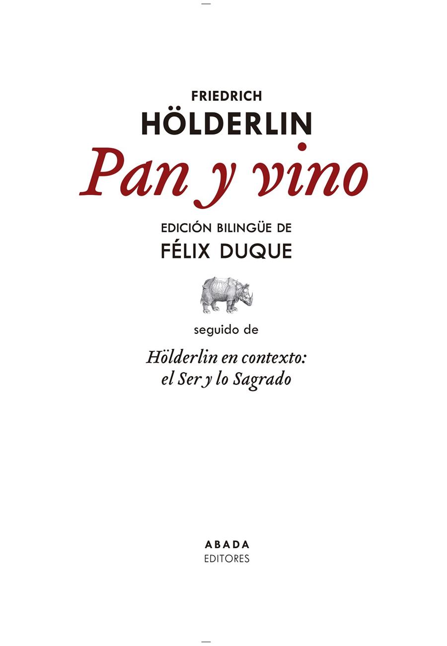 Pan y vino (bilingüe alemany - castellà) | 9788419008114 | Friedrich Hölderlin